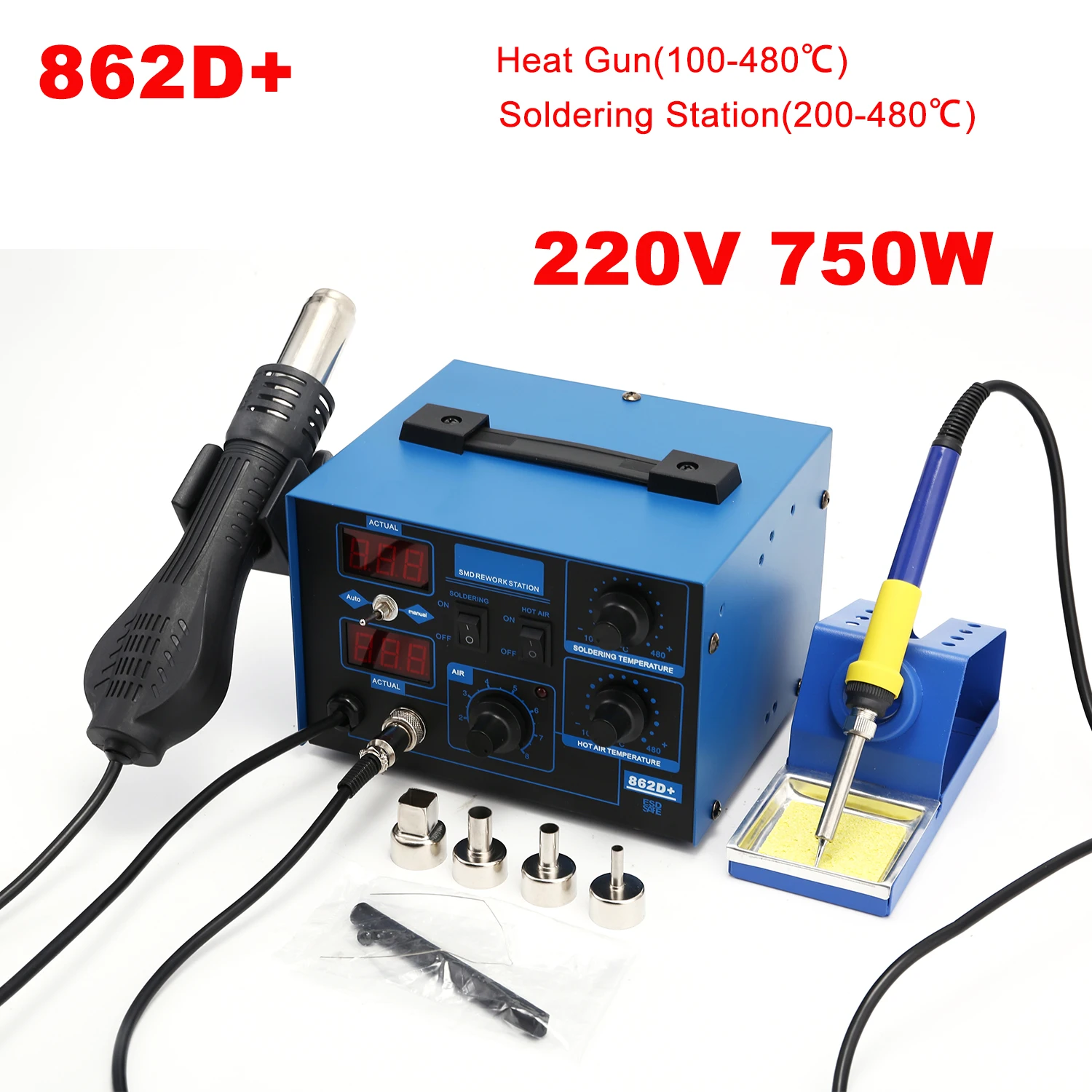 862D+ Soldering Station 2 In 1 - 2 In 1 Soldering Rework Station 750W recension och pris